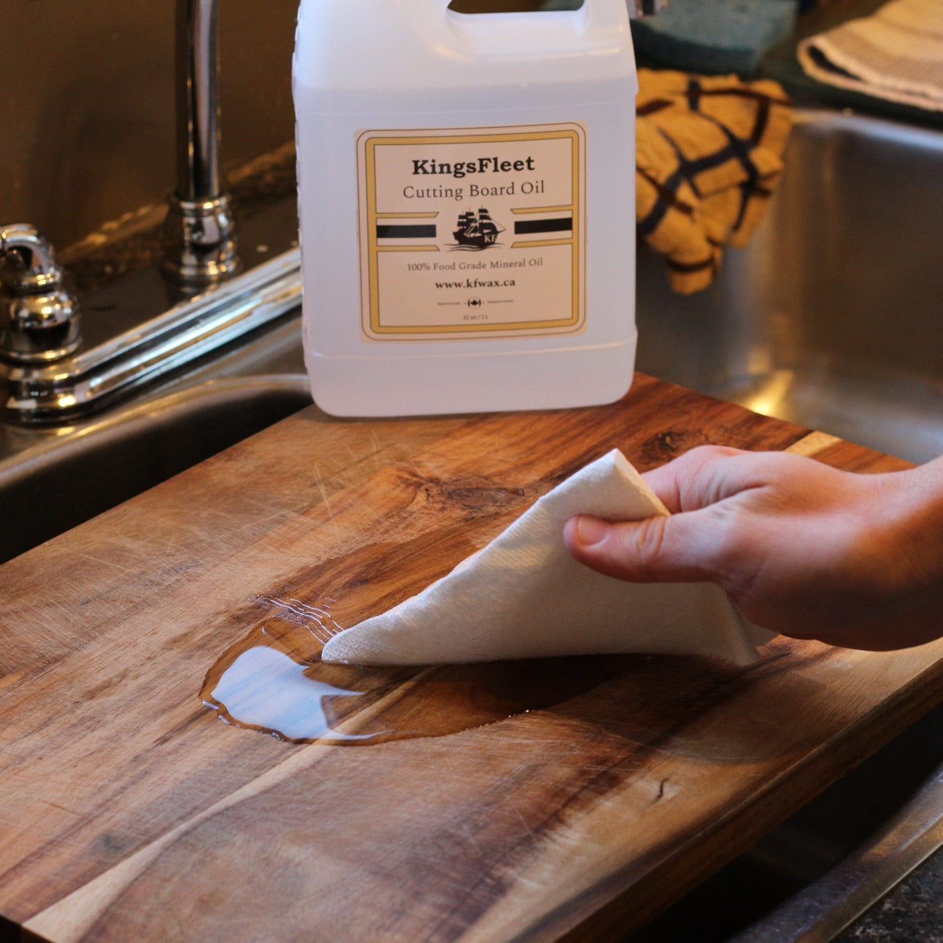 Wiping On Cutting board oil