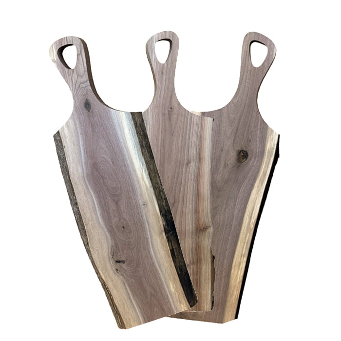 Live Edge Charcuterie Board with Oblong Handle - Walnut