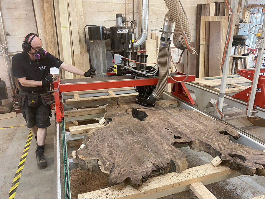 Flattening a live edge slab