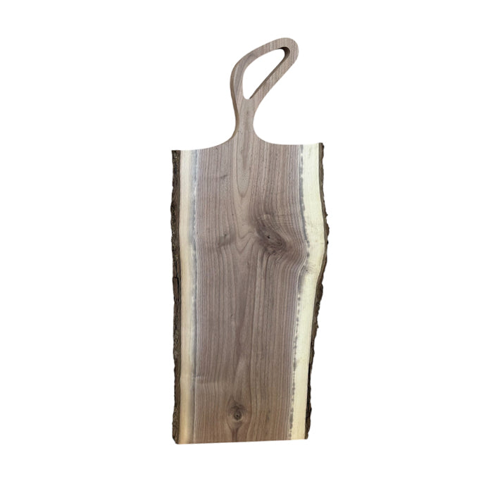 Live Edge Charcuterie Board with Oblong Handle - Walnut