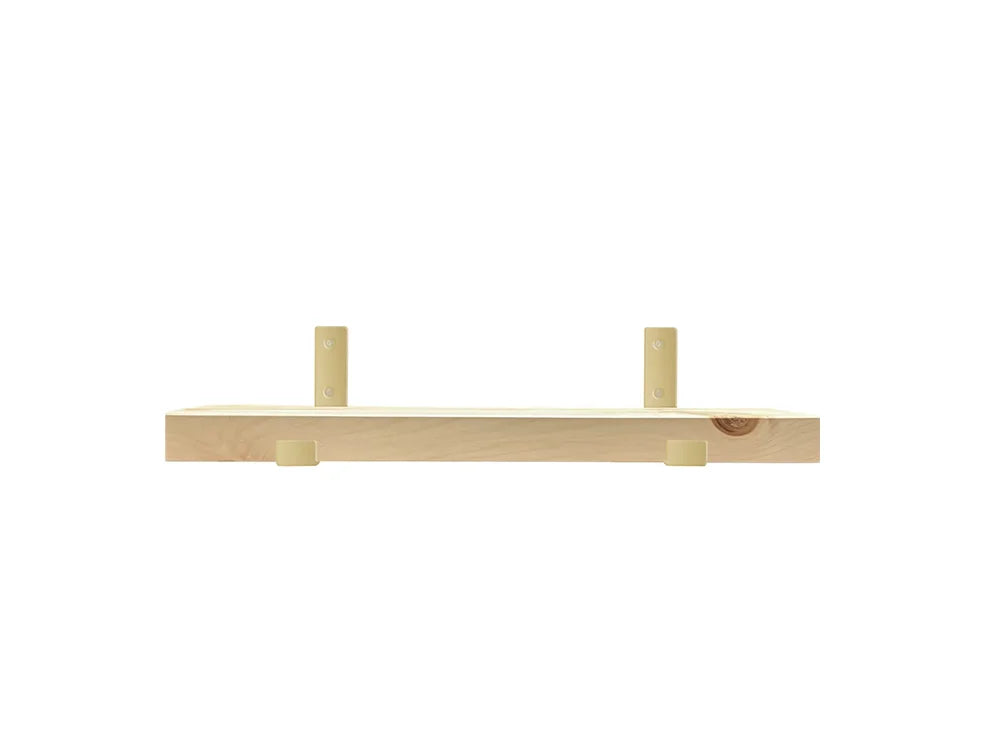 Knotty Pine Shelf with gold brackets
