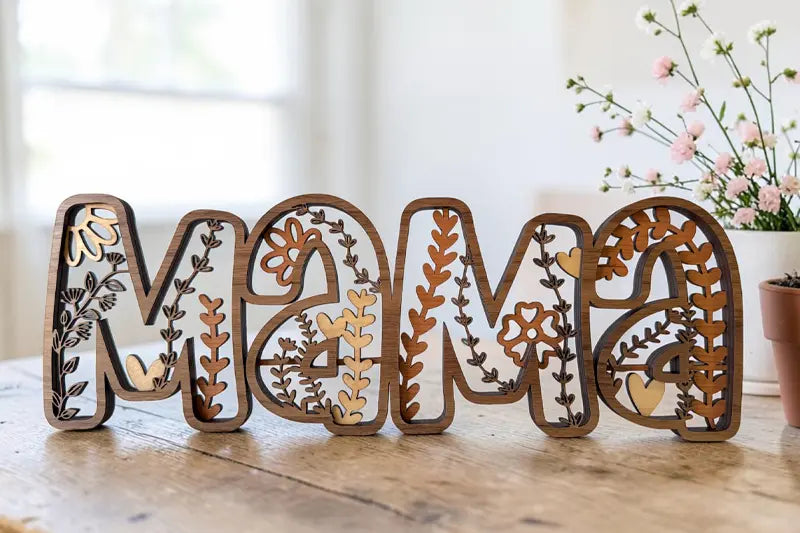 Mama sign made of TruFlat Natural Series Maple, Walnut, and Cherry