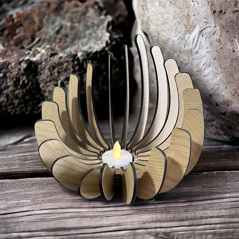 TruFlat® Oak candle made with a laser