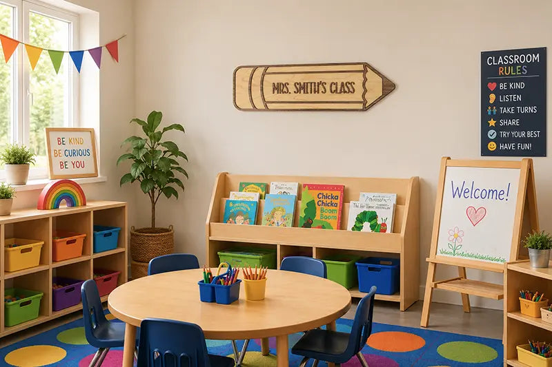 Teacher sign made of TruFlat Natural Series Maple and Walnut