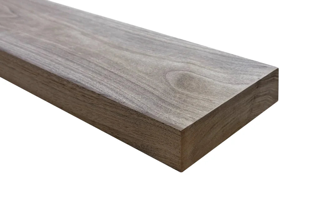 zoom in of a walnut shelf