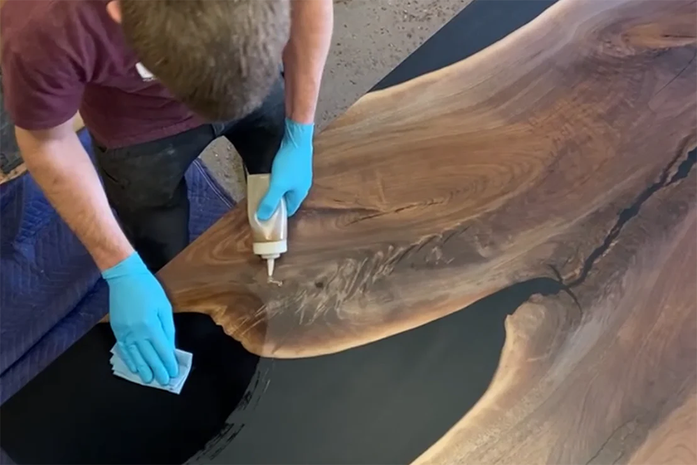 finishing a river table with rubio monocoat