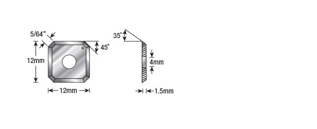 Amana - RCK-457-DLC - Carbide Insert with 45° corners (12x12x1.5mm)