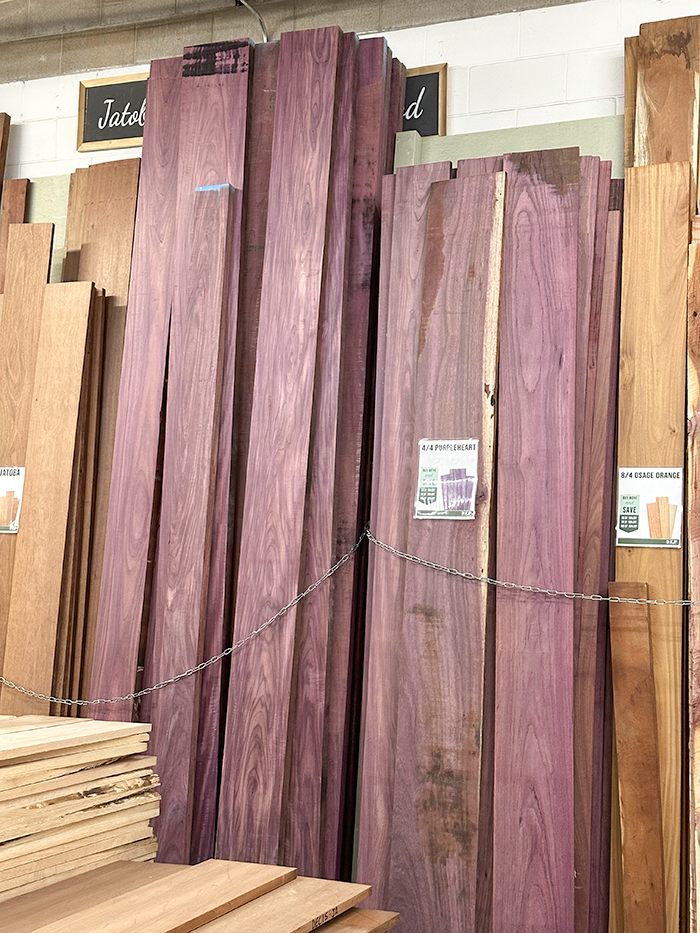 Purpleheart wood for woodworking